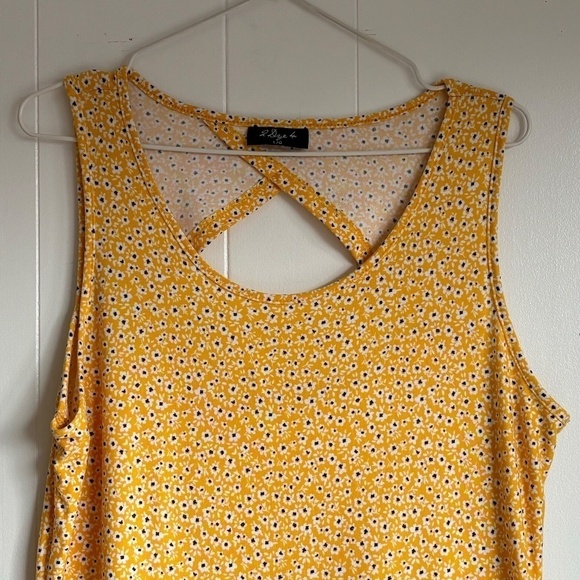 2 Dye 4 Yellow floral print summer dress with keyhole cut out back size L - Picture 7 of 14